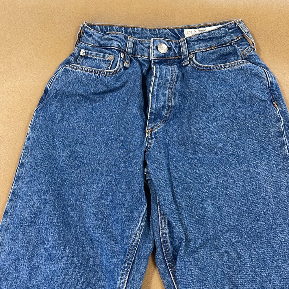 RAG & BONE ALISSA HIGH WAISTED BARREL CUT ANKLE BUTTON FLY FRONT JEANS (Altered) - Picture 14 of 16